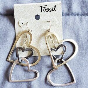 NWT Fossil brand floating heart pierced earrings
